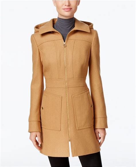 michael michael kors hooded wool blend coat only at macy's|women's Michael Kors coats.